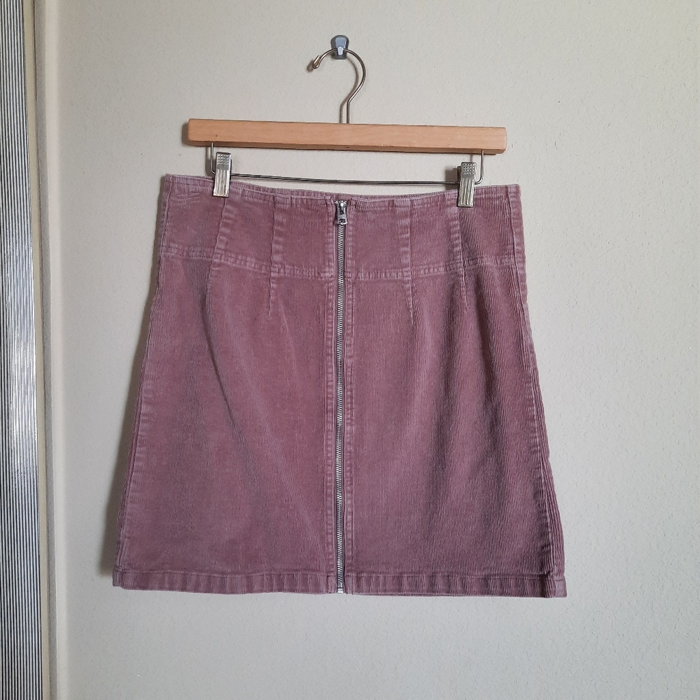 Wild Fable Dusty Rose Mauve Corduroy Mini Skirt Zip Front
